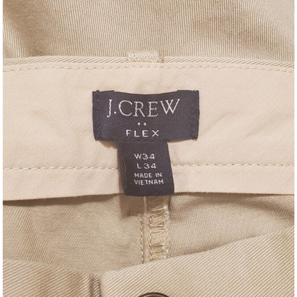 J Crew Flex Slim Fit Pants Khaki Chino Straight Leg Pockets Men Size 34x34 NEW - Picture 3 of 5
